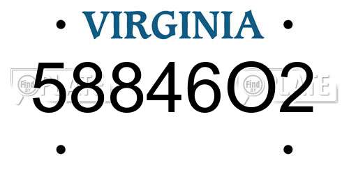 58846O2 Virginia License Plate
