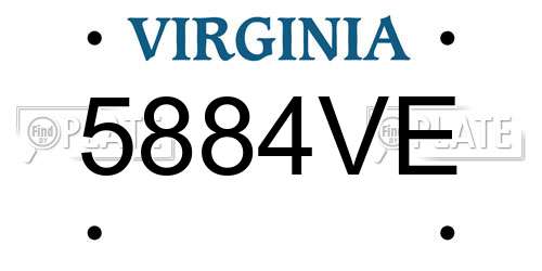 5884VE Virginia License Plate