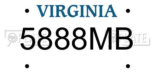 5888MB Virginia License Plate
