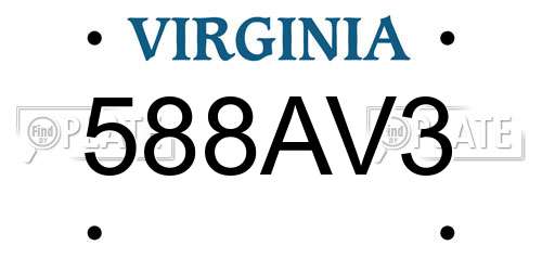 588AV3 Virginia License Plate
