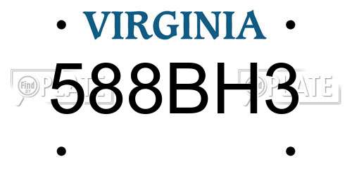 588BH3 Virginia License Plate
