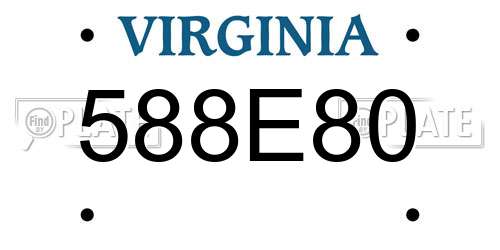 588E80 Virginia License Plate