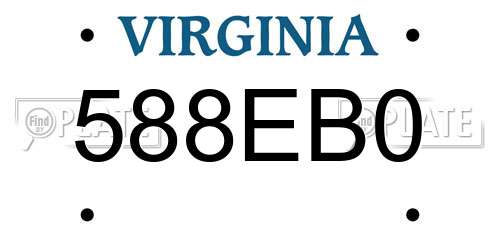 588EB0 Virginia License Plate