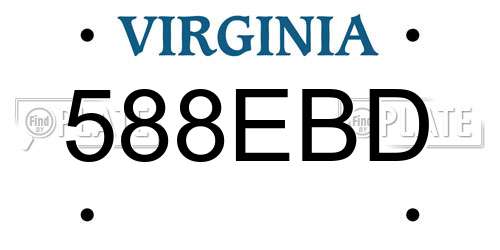 588EBD Virginia License Plate