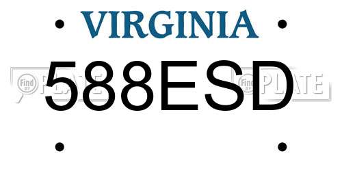 588ESD Virginia License Plate