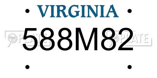 588M82 Virginia License Plate