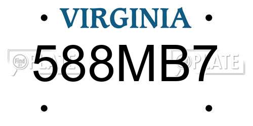 588MB7 Virginia License Plate