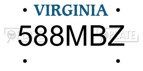 588MBZ Virginia License Plate