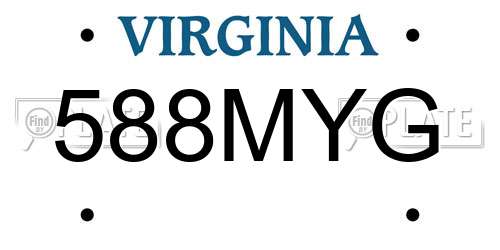 588MYG Virginia License Plate