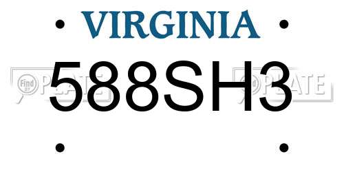588SH3 Virginia License Plate