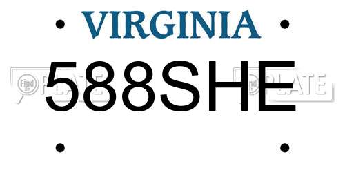 588SHE Virginia License Plate
