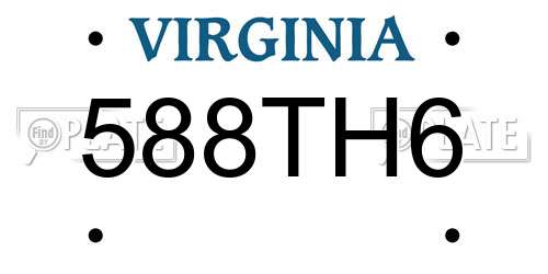 588TH6 Virginia License Plate
