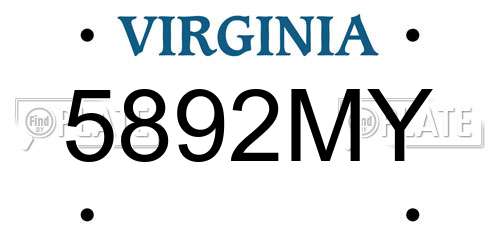 5892MY Virginia License Plate