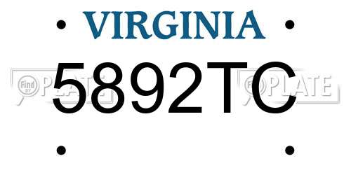 5892TC Virginia License Plate