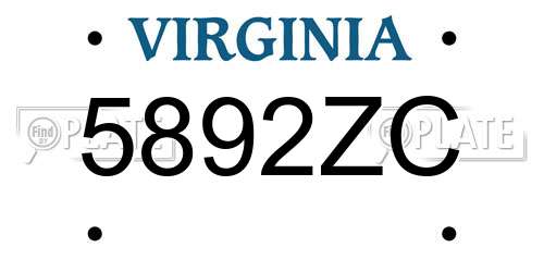 5892ZC Virginia License Plate