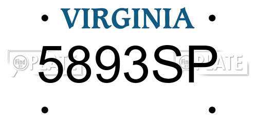 5893SP Virginia License Plate