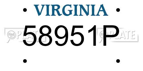 58951P Virginia License Plate
