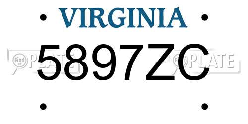 5897ZC Virginia License Plate