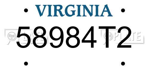 58984T2 Virginia License Plate