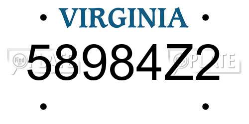 58984Z2 Virginia License Plate