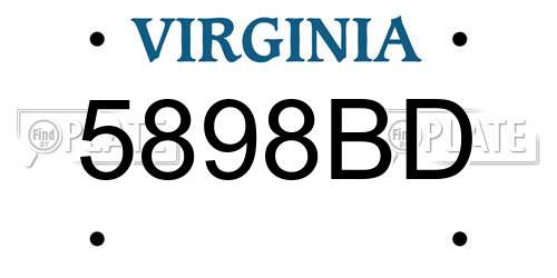 5898BD Virginia License Plate