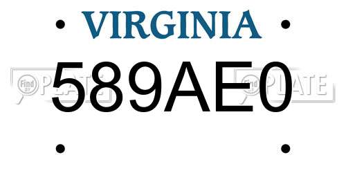 589AE0 Virginia License Plate