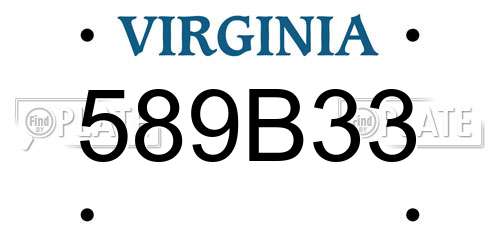 589B33 Virginia License Plate
