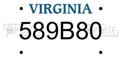 589B80 Virginia License Plate