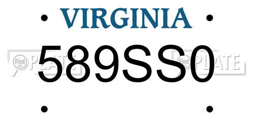 589SS0 Virginia License Plate