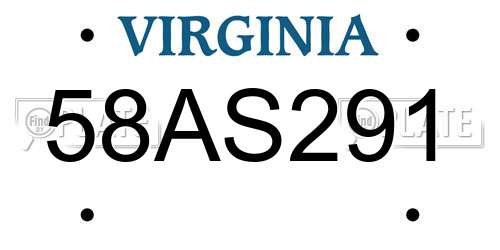 58AS291 Virginia License Plate