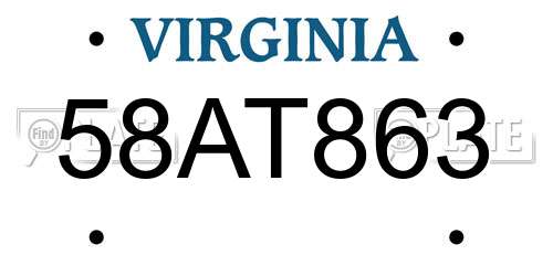 58AT863 Virginia License Plate