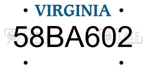 58BA602 Virginia License Plate