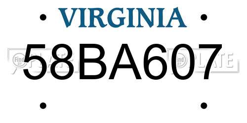 58BA607 Virginia License Plate