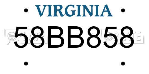 58BB858 Virginia License Plate