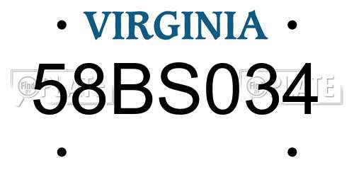 58BS034 Virginia License Plate