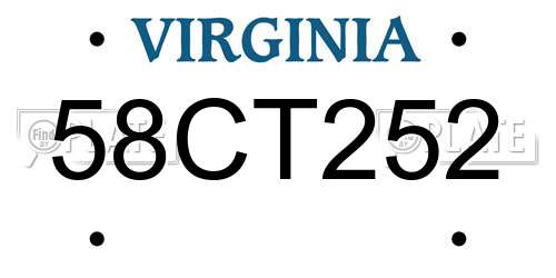 58CT252 Virginia License Plate