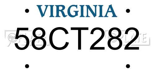 58CT282 Virginia License Plate