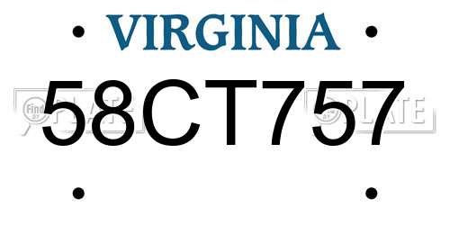 58CT757 Virginia License Plate