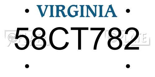 58CT782 Virginia License Plate
