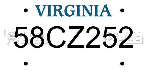 58CZ252 Virginia License Plate