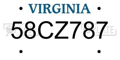 58CZ787 Virginia License Plate