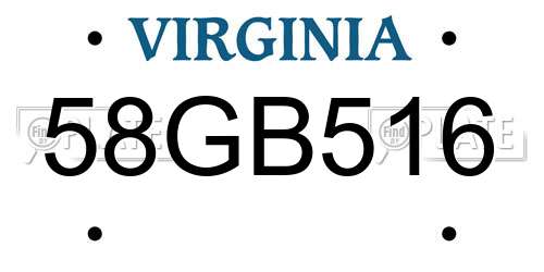 58GB516 Virginia License Plate
