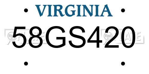 58GS420 Virginia License Plate