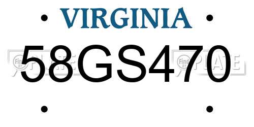 58GS470 Virginia License Plate