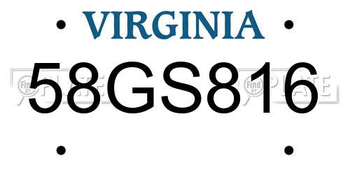 58GS816 Virginia License Plate