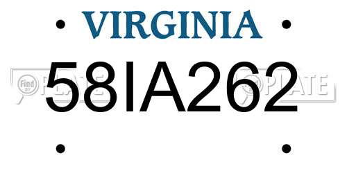 58IA262 Virginia License Plate
