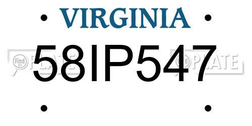 58IP547 Virginia License Plate