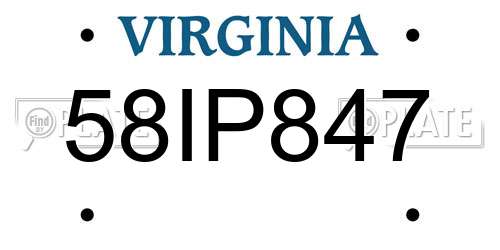 58IP847 Virginia License Plate