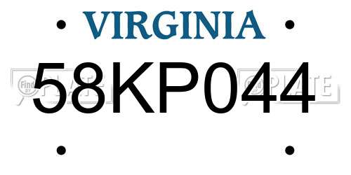 58KP044 Virginia License Plate