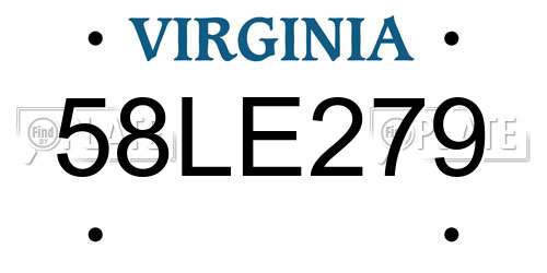 58LE279 Virginia License Plate